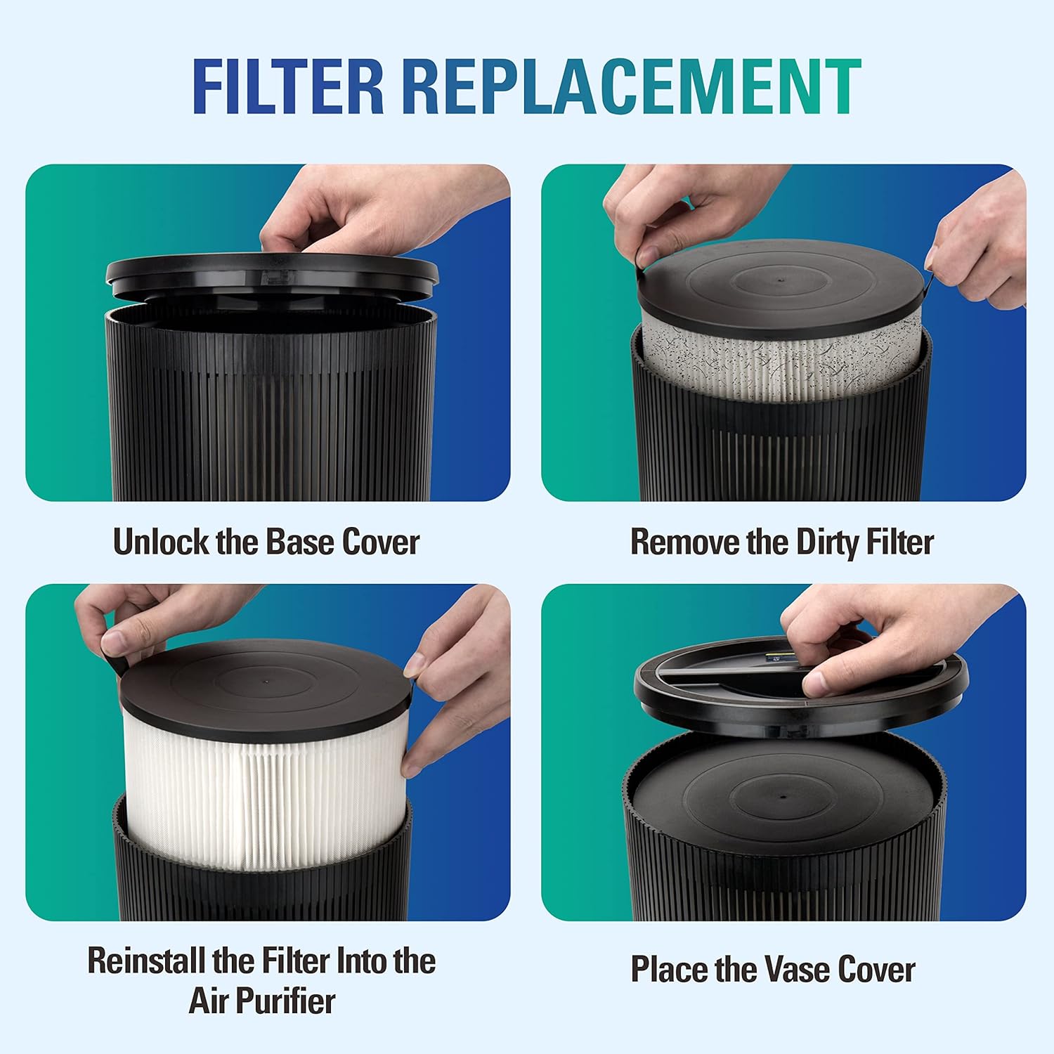 STEALTH Air Purifiers for Home Allergies Pets Hair Dander Pollen Up to 1345 Ft²/H, H13 True HEPA 3-in-1 Filter Air Cleaner, Ozone Free 24db Sleep Mode,3 Speeds Timer for Lage Room Dorm Bedroom - Image 6