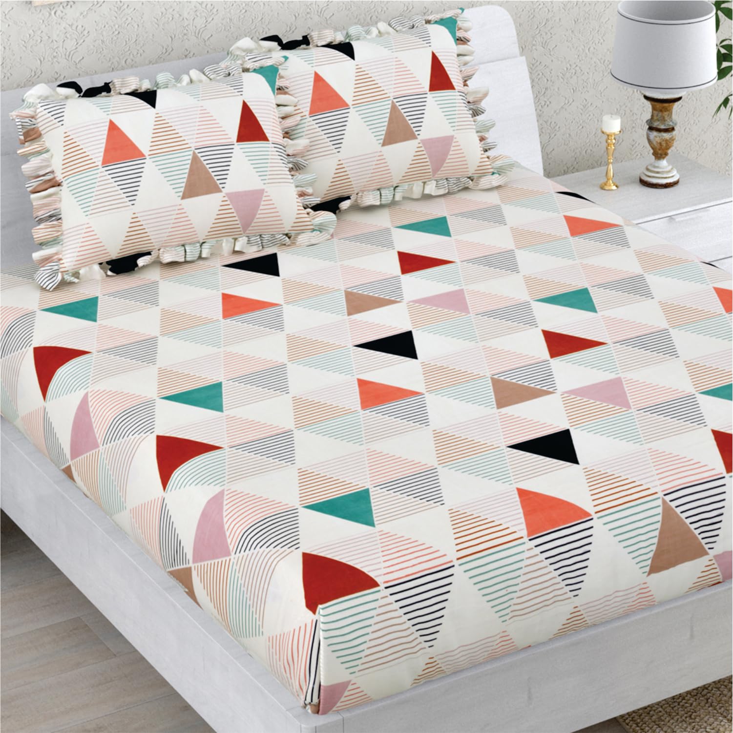 Boho Fitted Bedsheet - Yellow Abstract Design -12