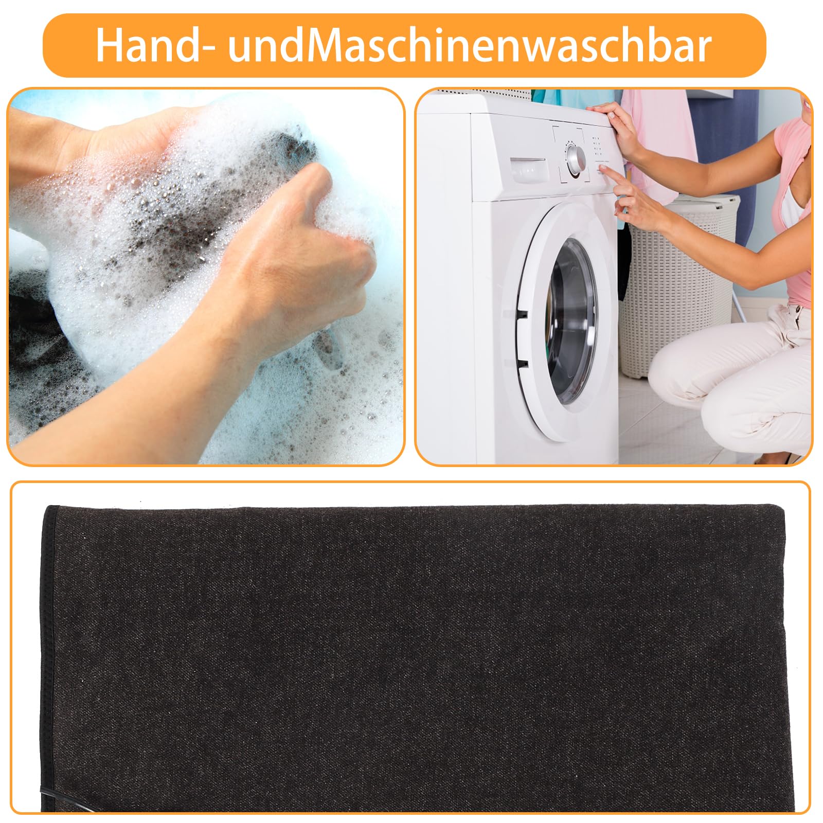 Thermrup Poduszka grzewcza na podczerwień 60 x 80 cm z gumowym elementem grzejnym, 5 stopni ogrzewania i 1-9 godzin ustawienia czasu