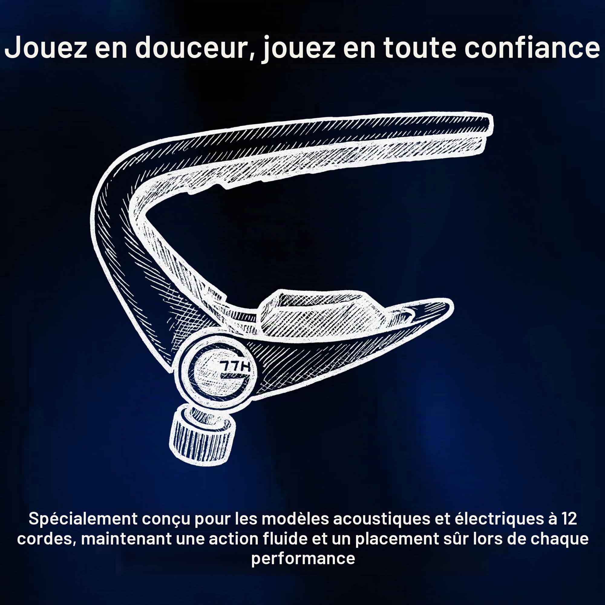 G7th Capo 12 cordes argent C32013
