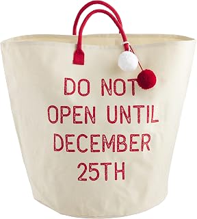 Mud Pie Reusable Christmas Tote Gift Bag, 26" x 20", Do Not Open