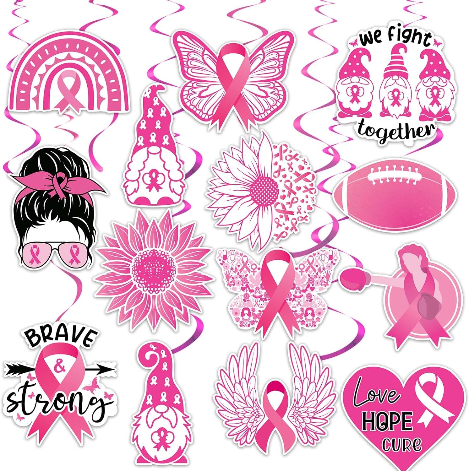 FARMNALL Breast Cancer Awareness Month Decorations Hanging