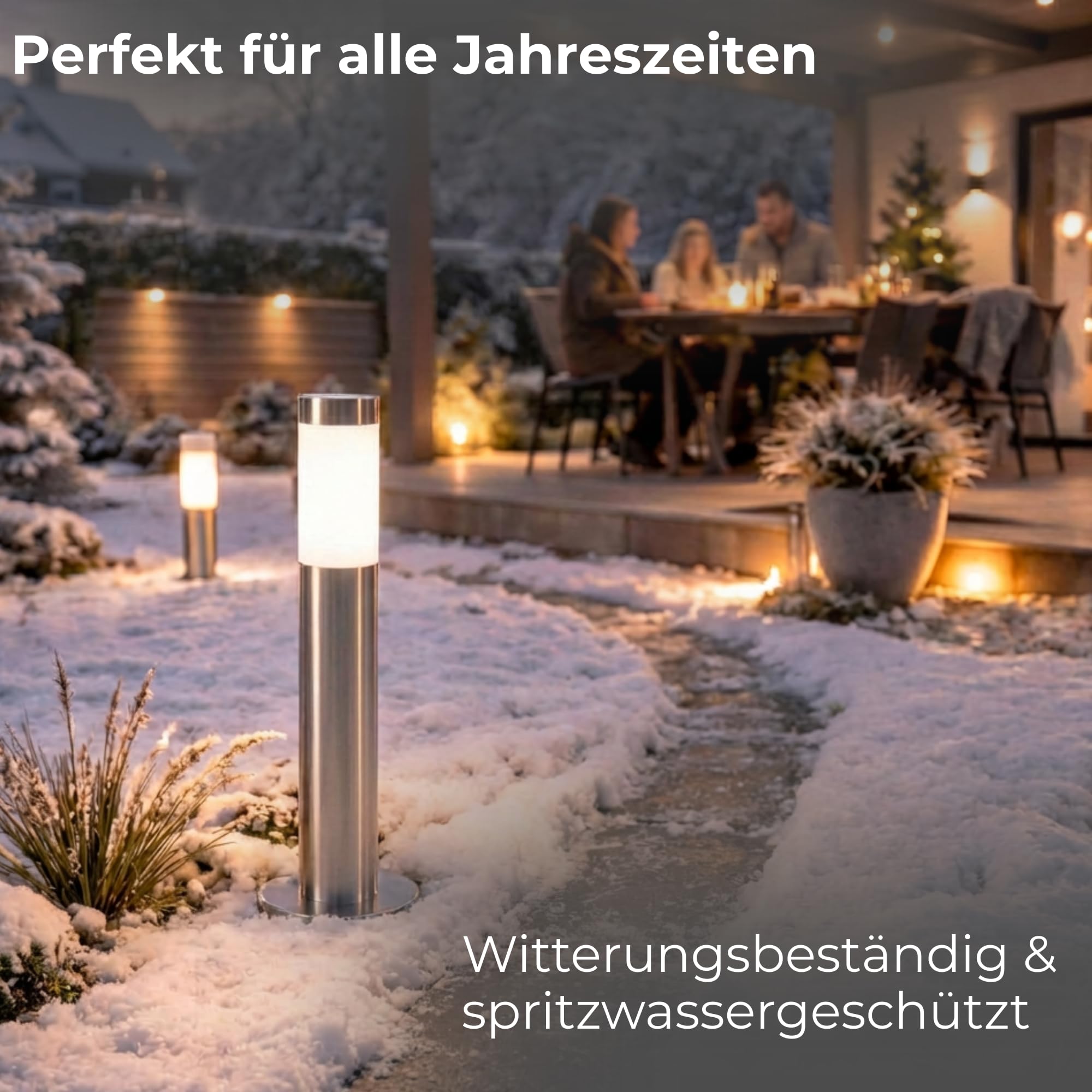 Novatool 4x Wegeleuchte I 45 cm I Edelstahl I IP44 I E27 Sockel I Wegebeleuchtung aussen Aussenleuchten Garten Standleuchte Terassenleuchte Gartenleuchte stehend Terrassenlampe