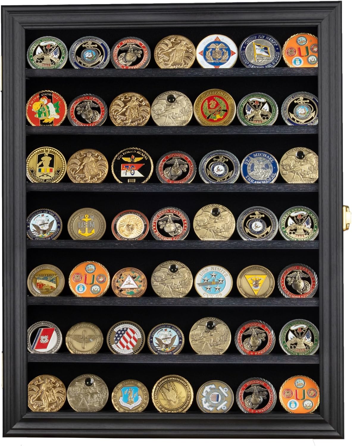 Military Challenge Coin Display Case Poker Chip Display Stand Rack Black Finish 98% UV Protection Compatible with Army Navy Air Force Marine Corps Honored Coins