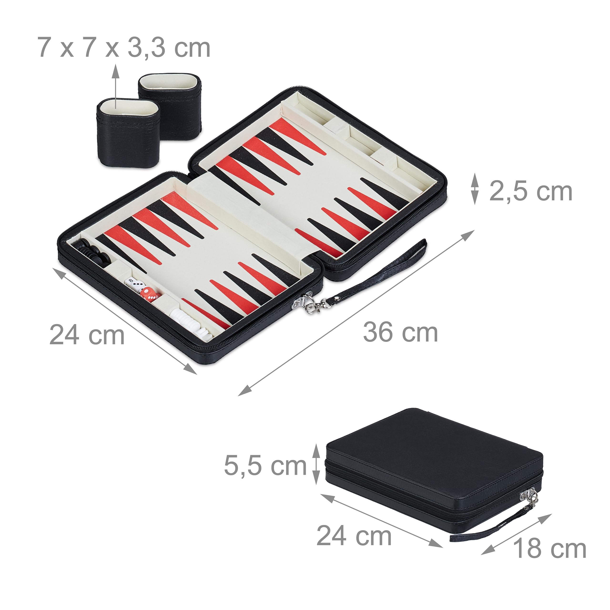Relaxdays Backgammon Koffer - Bordspel - Tric Track - Zwart Relaxdays Backgammon Koffer - Bordspel - Tric Track - Zwart
