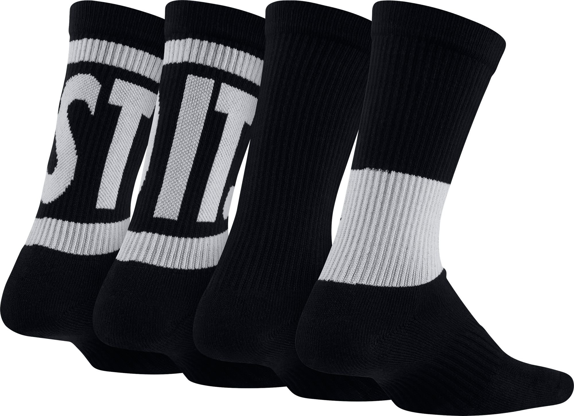NIKE Kid's Performance Cushioned Crew Training Socks 3 Pack - Black/White, M