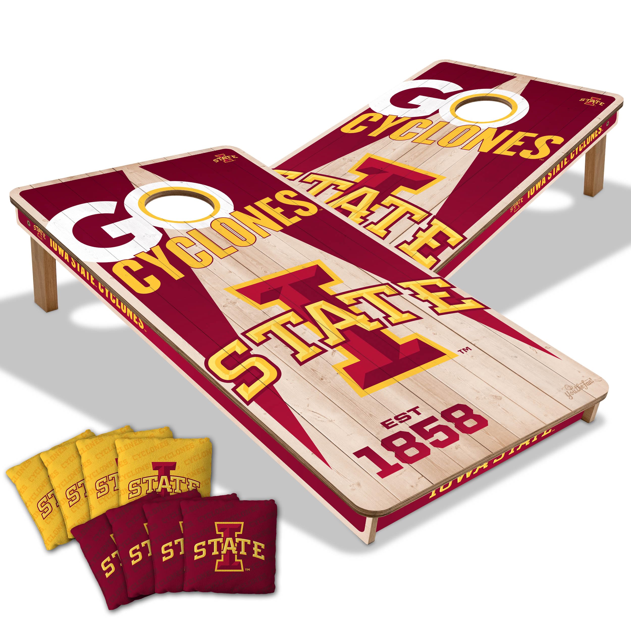 YouTheFan NCAA Iowa State Cyclones 2’ x 4’ Professional Wood Cornhole Game with Logo Bags