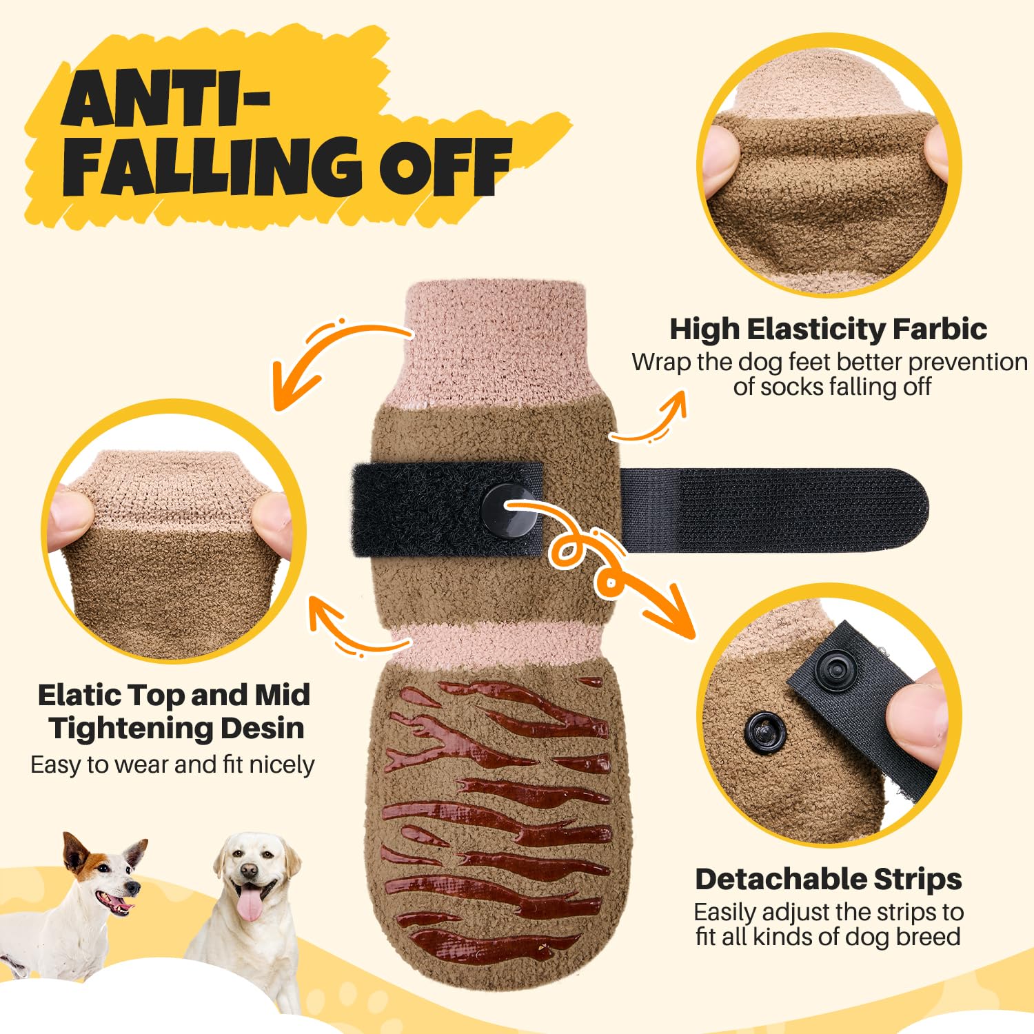 Eyein Dog Socks Paws Stop Licking, 2 Pair Anti Slip Dog Socks with Double-Sided Grips - Image 3