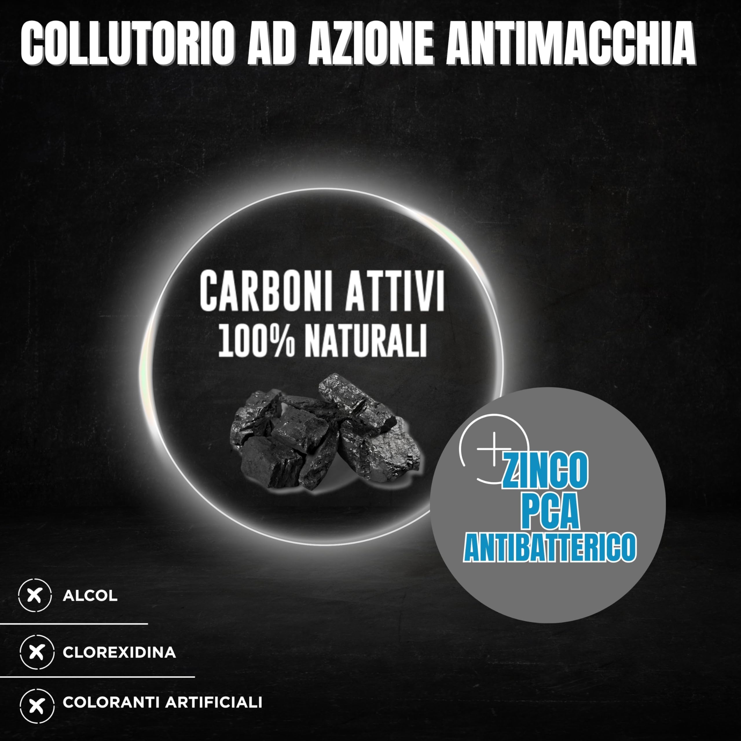 Blanx, Collutorio Sbiancante Black, per Igiene Orale, Colluttorio Antimacchia e Sbiancante, con Licheni Artici naturali, Zinco PCA e Carboni Attivi 100% Naturali, Ripara-Smalto, Formato 500 ml
