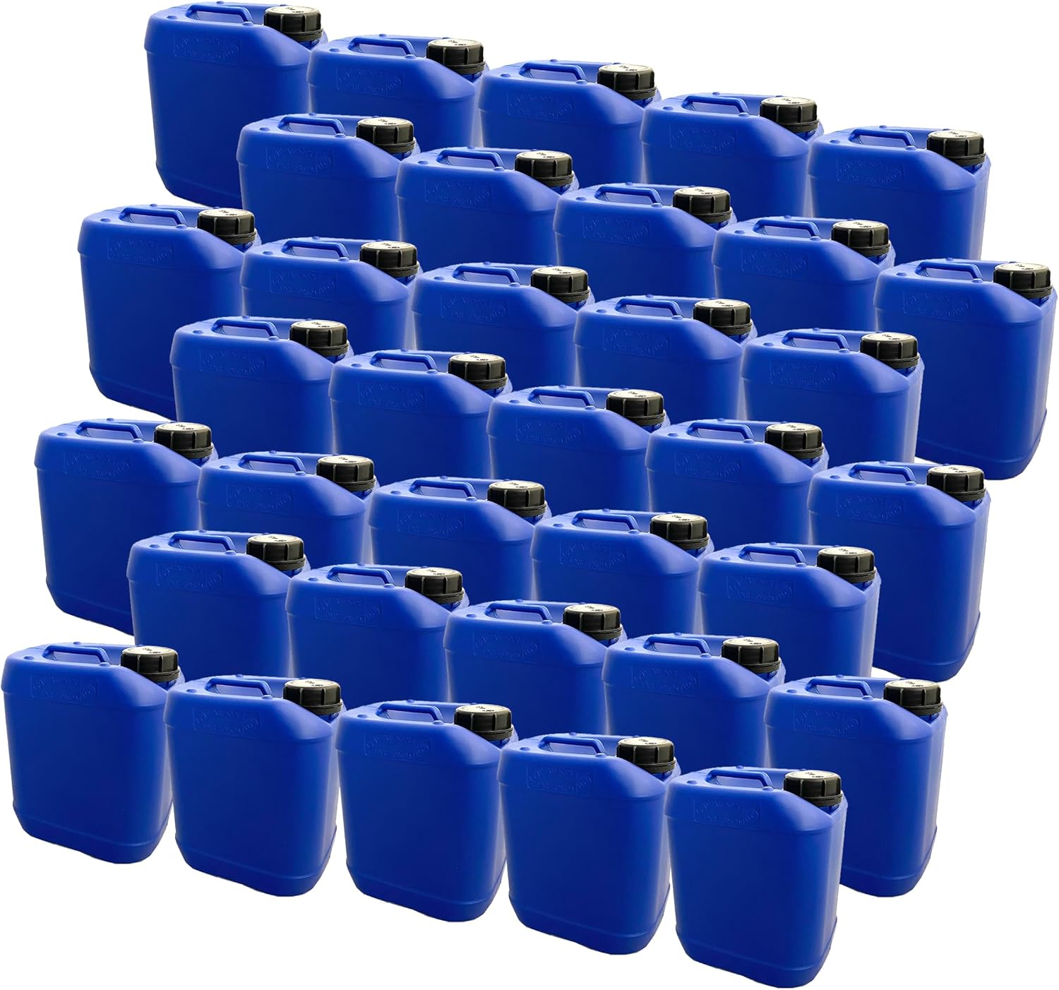 Style # 2 Blue - 5 LT (1.32 Gal) HDPE Jerrican Din51, GE Style | Tamper Evident Screw Cap | UN Rated 3H1/X (X-RATED) | Perfect Container to Ship Chemicals & Liquids | HDPE Containers | Pack of 35