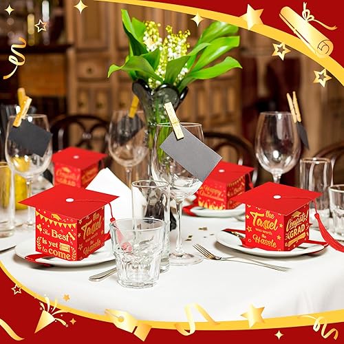 Miniatura 6 de TaoBary 30 cajas de dulces con borlas, regalos de fiesta de graduación, decoraciones de graduación, cajas de tapa de graduación para suministros de