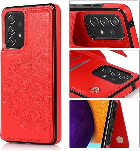 Miniatura 3 de ACXLIFE Funda protectora para Galaxy A52 5G A52 4G con ranura para tarjetas y funda delgada de cuero para Samsung A52 (verde)