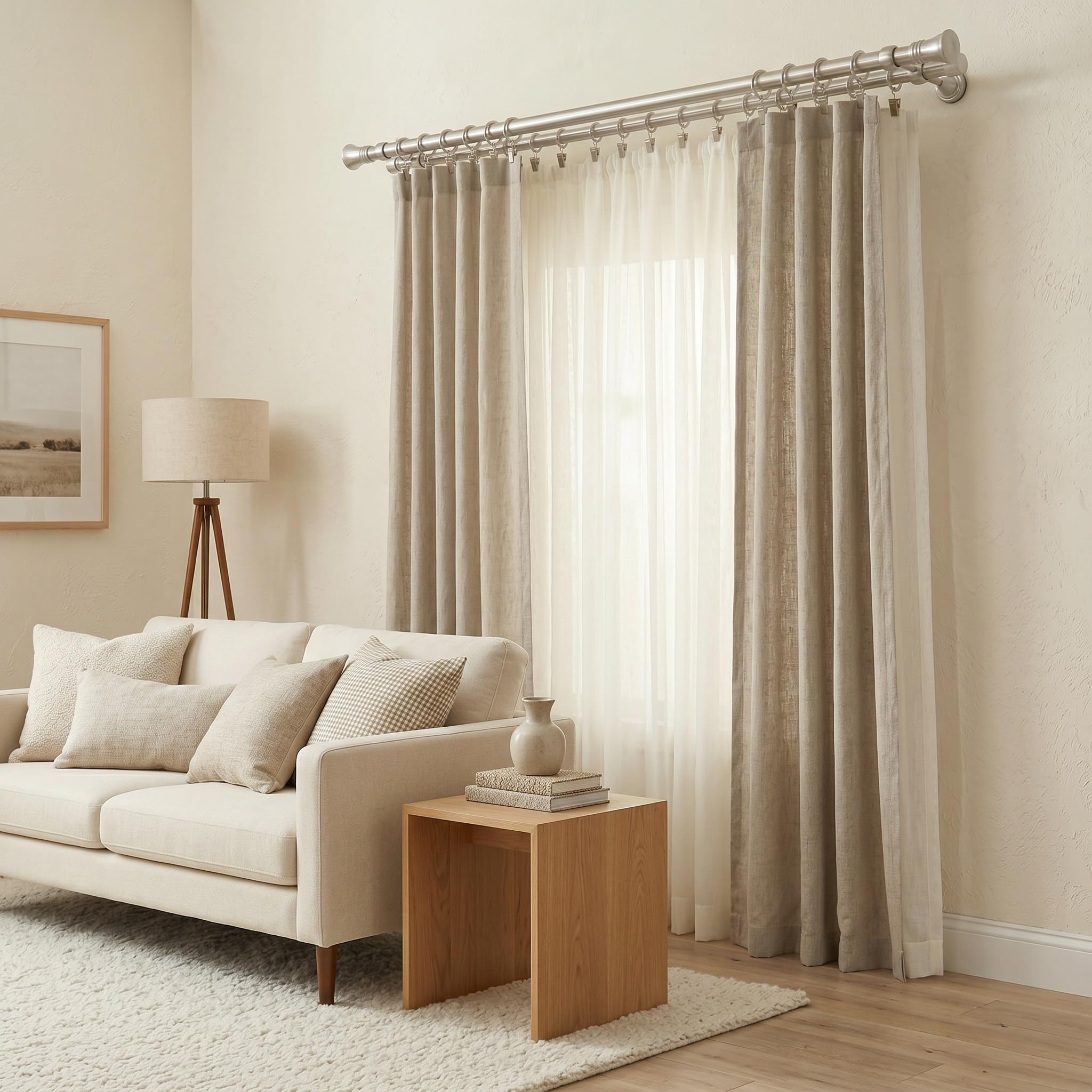 Gardinenstange Matt aus Stahl - Gordijnroede 280 cm - Elegante Modern Vorhangstange - 2-läufig stange vorhang - Karniesabschluss wählbar - Vorhang Stangen Gebürstet Modena