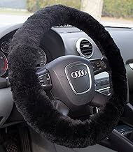 Reissner Lammfelle LERA-25-SCH Steering Wheel Cover Steering Wheel Protector for Car and Motorhome Genuine Merino Lambskin High Wool Pile Height 25 mm Suitable for Diameter 40 cm Non-Slip Colour Black