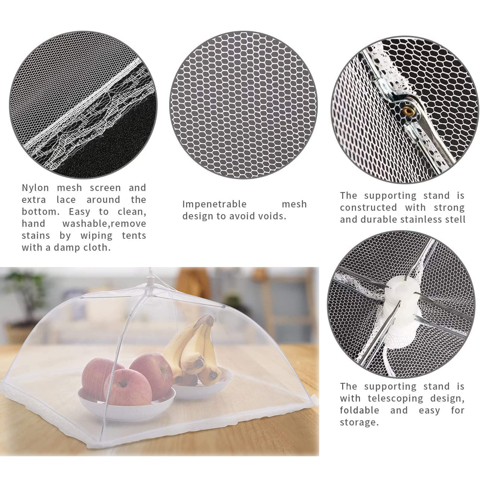 Couvertures Alimentaires D'extérieur Pour Garder Les Insectes Loin, Tente Alimentaire En Maille Pliable De 17x17 Pouces Pour L'extérieur, Accessoires De Pique-nique, Essentiels De Glamping