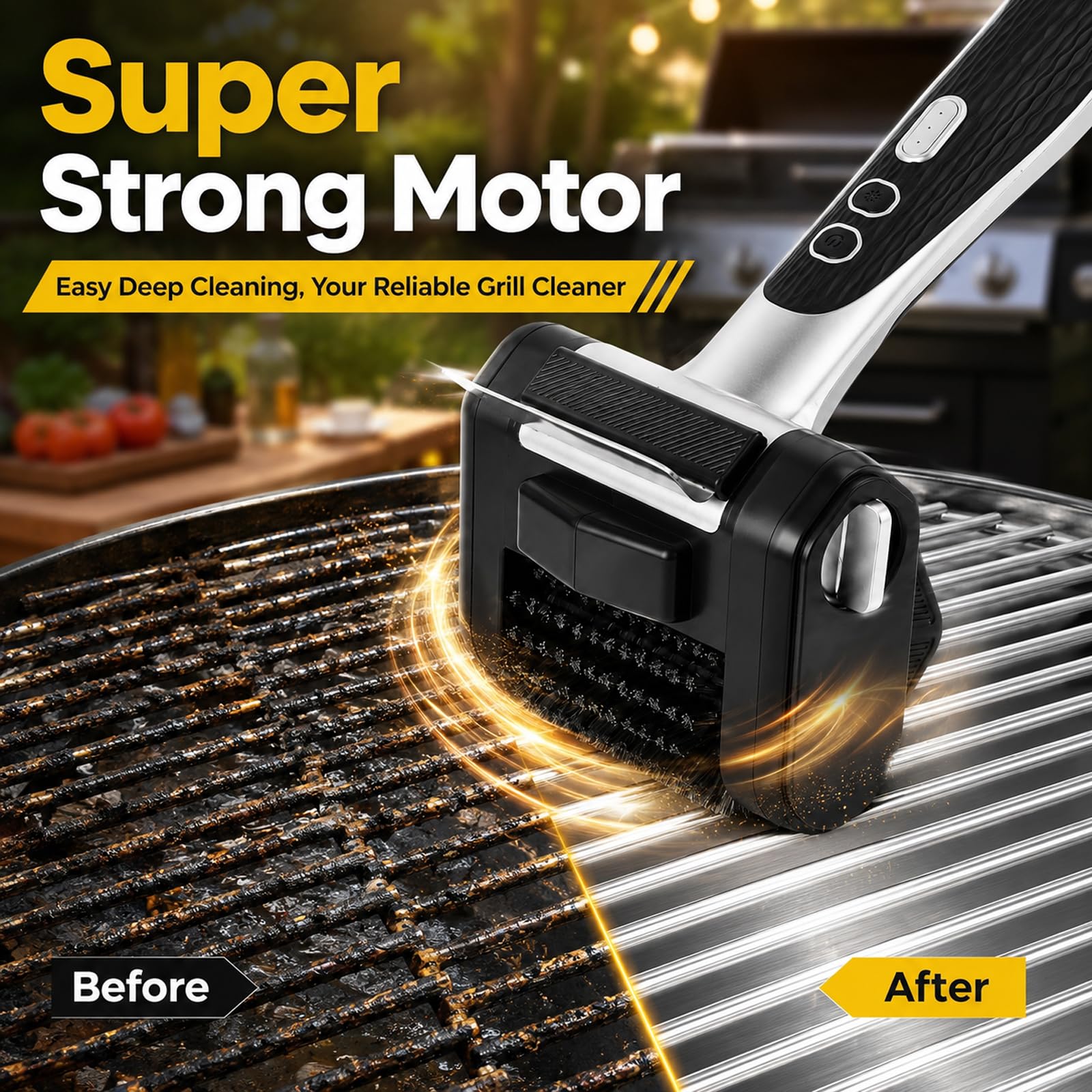 WHATOOK Elektrische Akku-Grillbürste, über 450 U/min, 4000mAh, USB-C