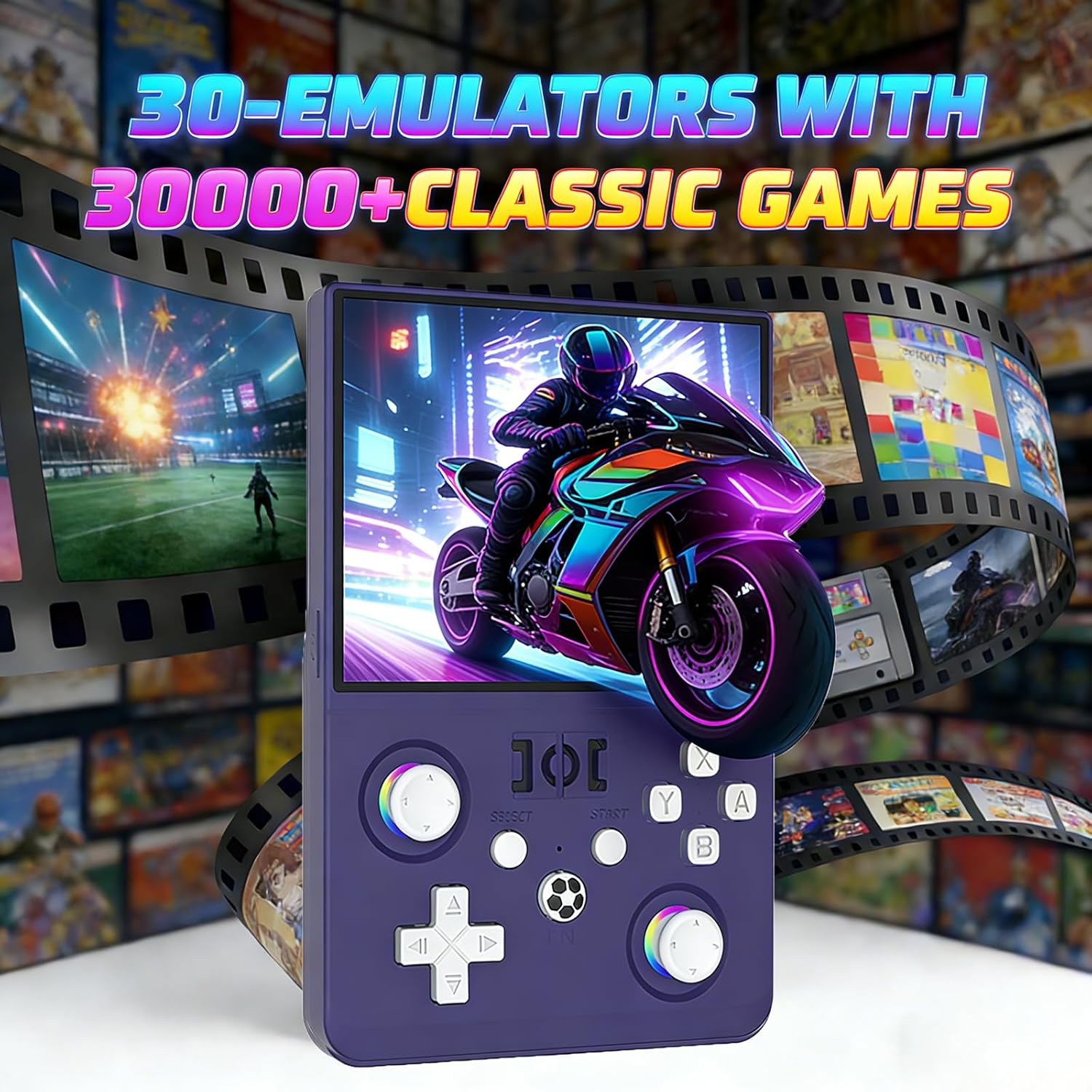 R36MAX 2 Retro Handheld Game Console, 4.5 Inch IPS HD Screen Portable Retro Game Console, 1.5GHz CPU Support 30+ Emulator Console Video Game Console, 4000mAh (Purple)