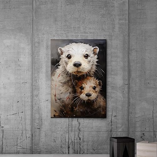 Miniatura 7 de Fox Mother Cub Print, In The Style Of Stencil,Based, Ivory, Kids Wall Art, Kids Wall Art Display, Mom And Baby Animal Art Print, Canvas Prints, Art