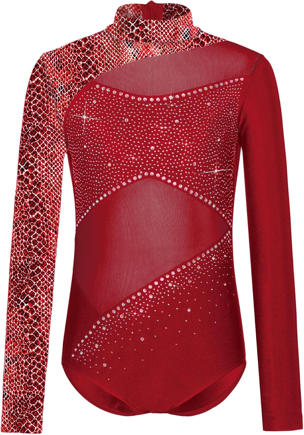TiaoBug 4 Pieces Kids Girls Gymnastics Outfit Set Leotard Rhinestones Bodysuit with Shorts Long Pants and Hair Tie