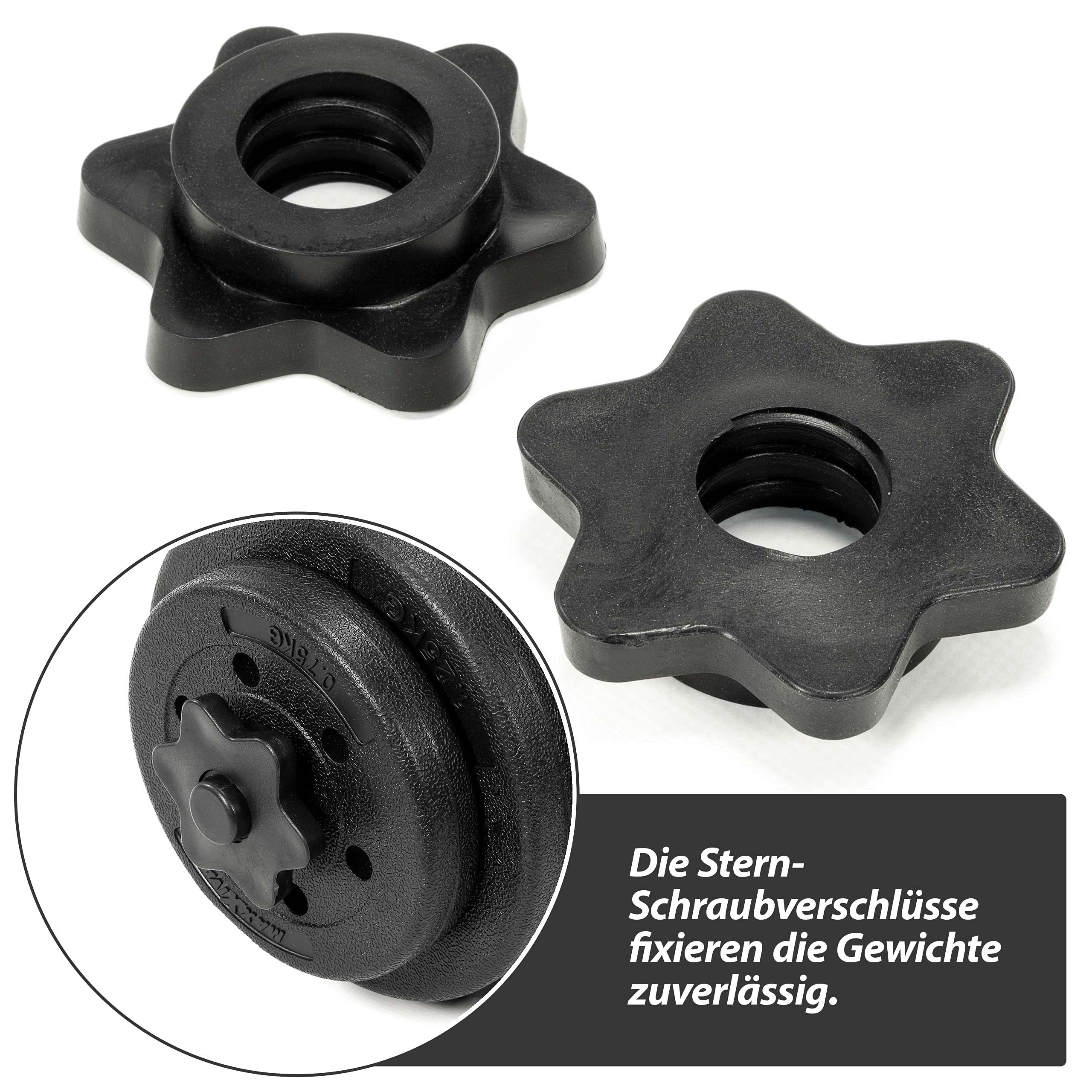 Kurzhantel Set Zement Sternverschluss schwarz 2x10kg 2x15kg 2x20kg