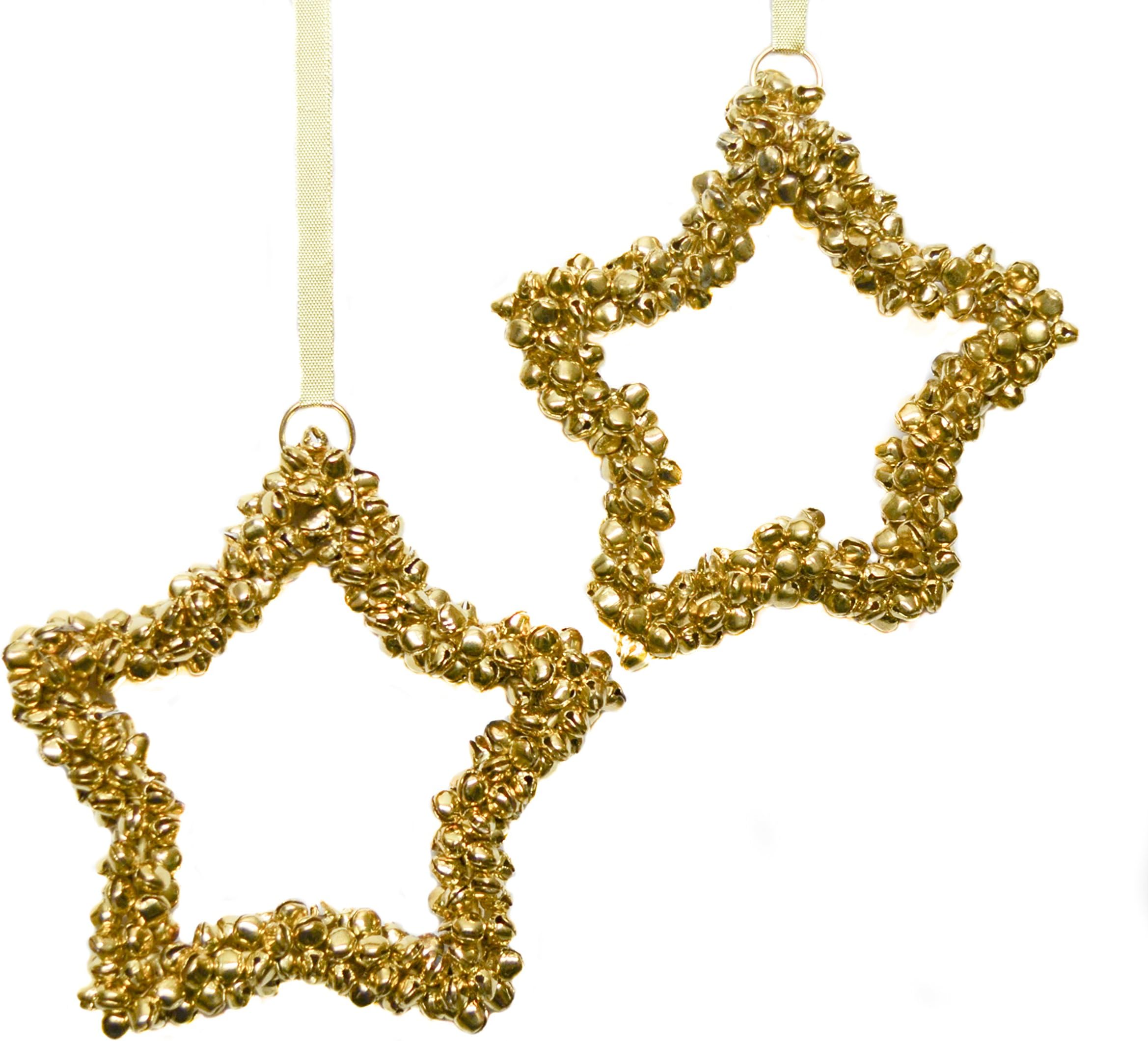 Tangerine Christmas Golden Bell Star Tree Decoration/Star Hanging Ornament - Set of 4 pcs
