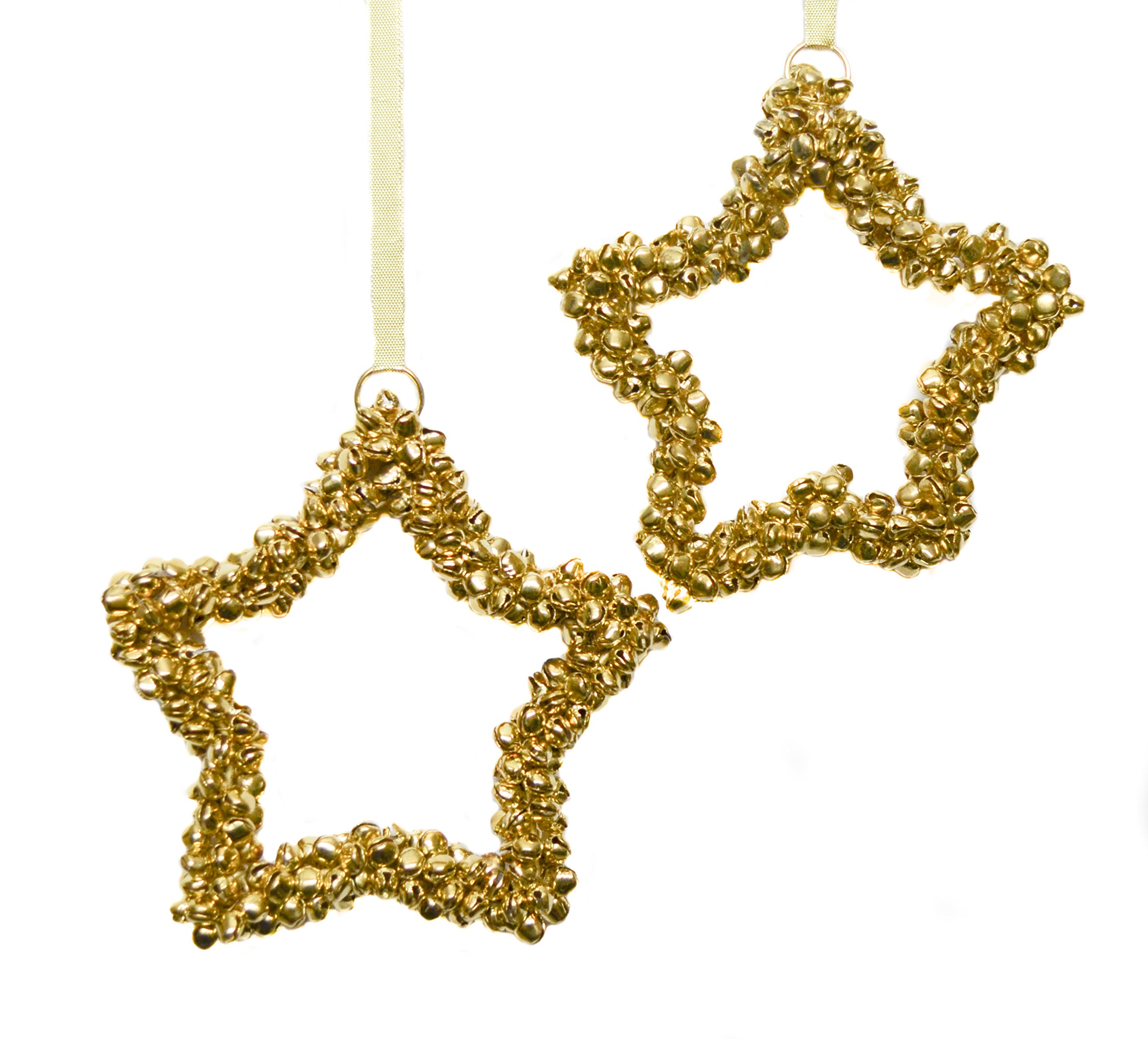 Tangerine Christmas Golden Bell Star Tree Decoration/Star Hanging Ornament - Set of 4 pcs