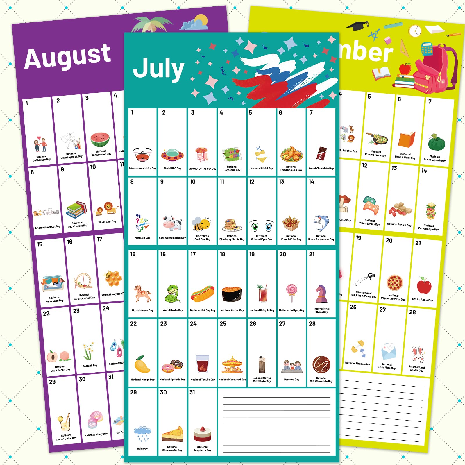 Amazon.com: Every Day is A Holiday Wacky Holiday Wall Calendar Home and  Office Calendar Organization Monthly Grid and Notes for Plans : Office  Products