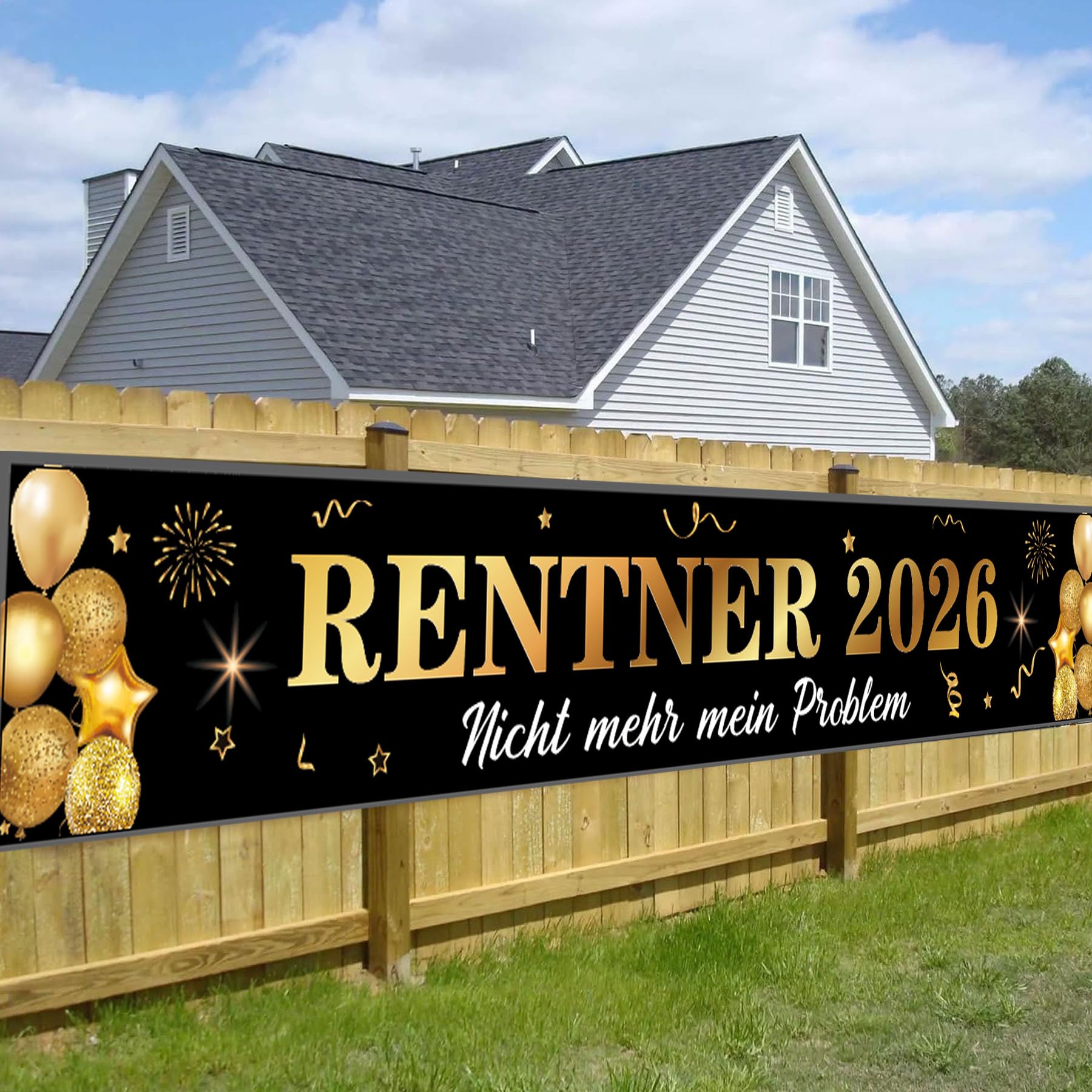 Set Decorazioni Per Festa Di Pensione - Palloncini Oro Nero, Banner 'Rente Gut Alles Gut', Topper Torta E Addobbi