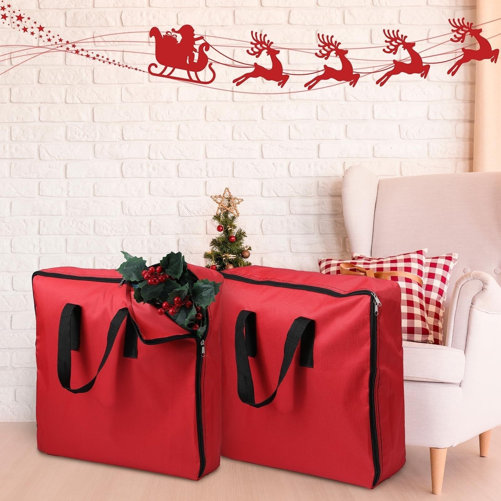 Tasche Weihnachtsbaum-Aufbewahrungstasche Aus Oxford-Stoff Mit Griff Und Reißverschluss, Aufbewahrung Von Weihnachtsbaumdekorationen Weihnachtsbaum(Grün)
