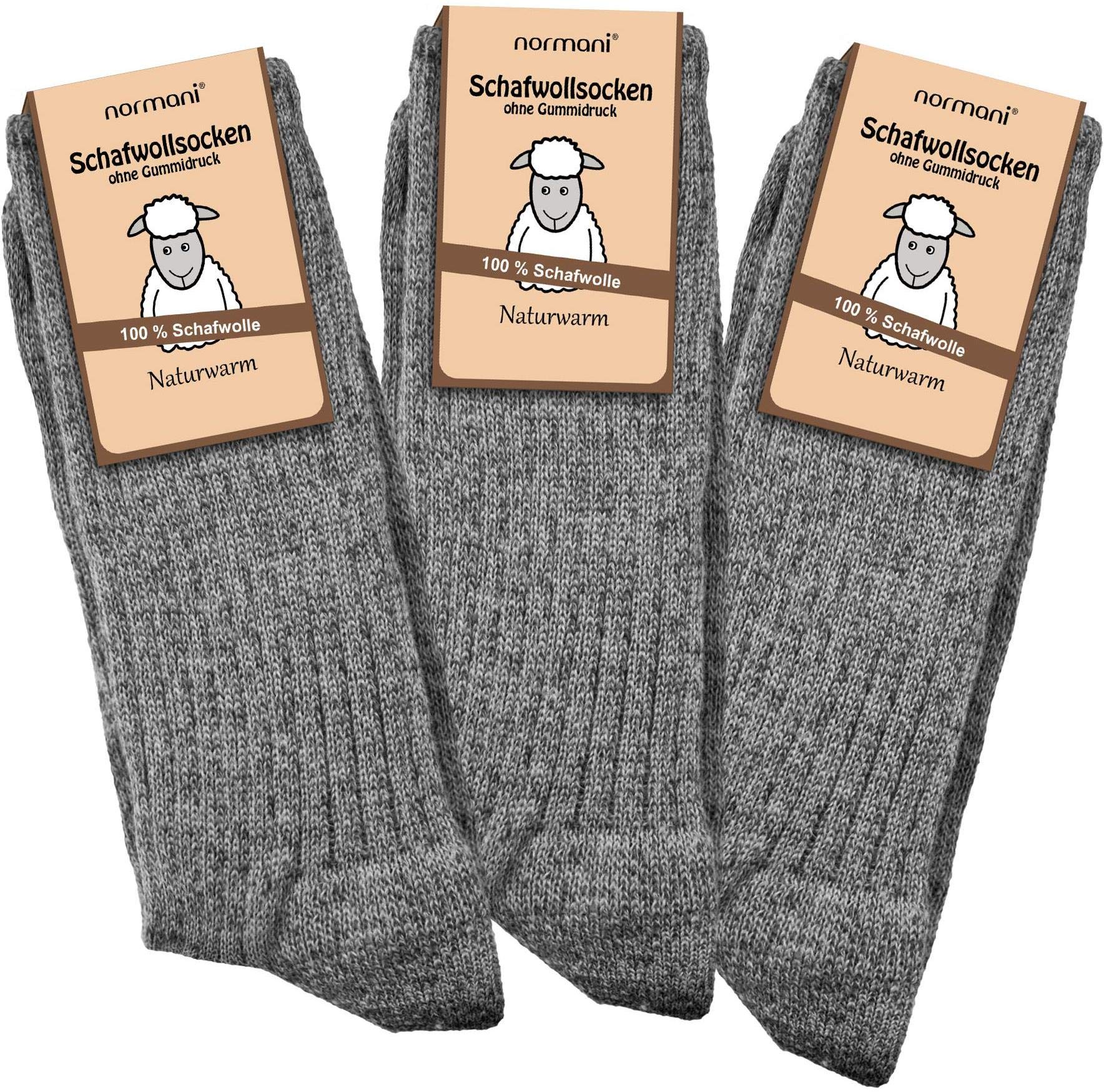 normani 3 Paar warme Schafwollsocken 100% Schafwolle für Damen und Herren - Wintersocken Wollsocken Norwegersocken Gr. 35-50