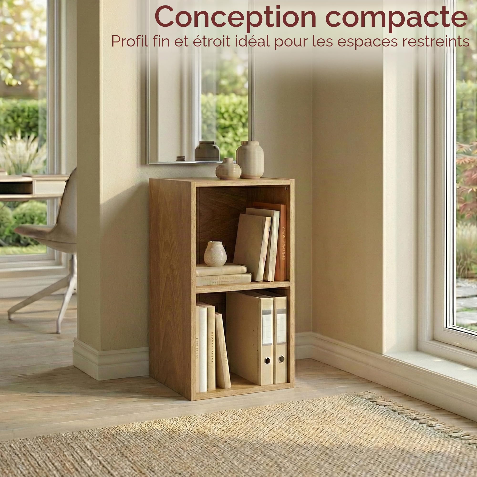 Vida Designs Oxford 2 Niveau Cube Bibliothèque Moderne Rangement H54xW32xD24cm Chêne