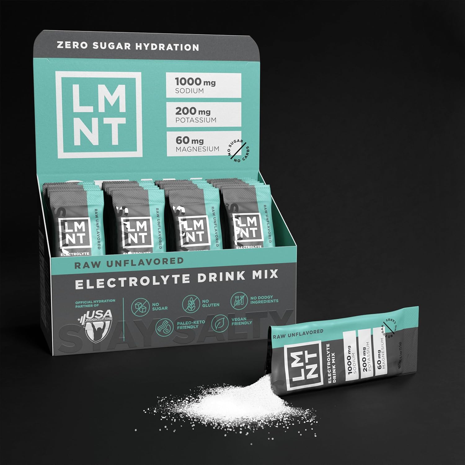 LMNT Zero Sugar Electrolytes - Raw Unflavored Salt | Drink Mix | 30-Count - Image 4