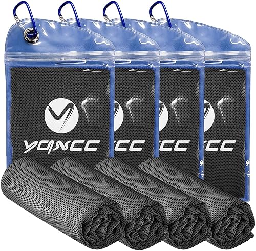YQXCC Paquete de 4 toallas refrescantes (40 x 12 pulgadas), toalla fría, toalla de microfibra suave y transpirable para hielo, deportes, yoga, golf,