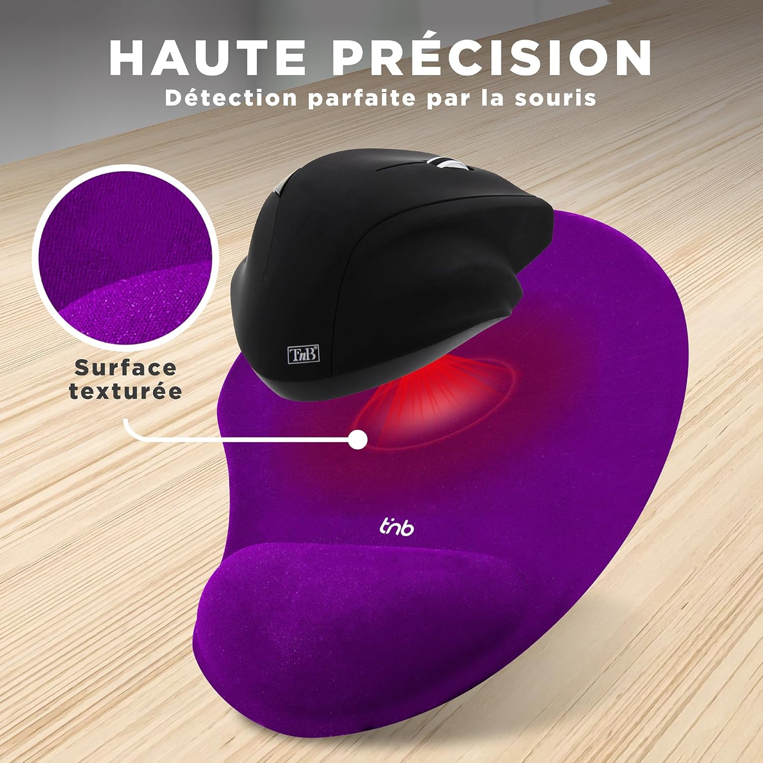 T'nB Ergonomic Mouse Mat with Gel Pad for Ball of The Hand - Violett