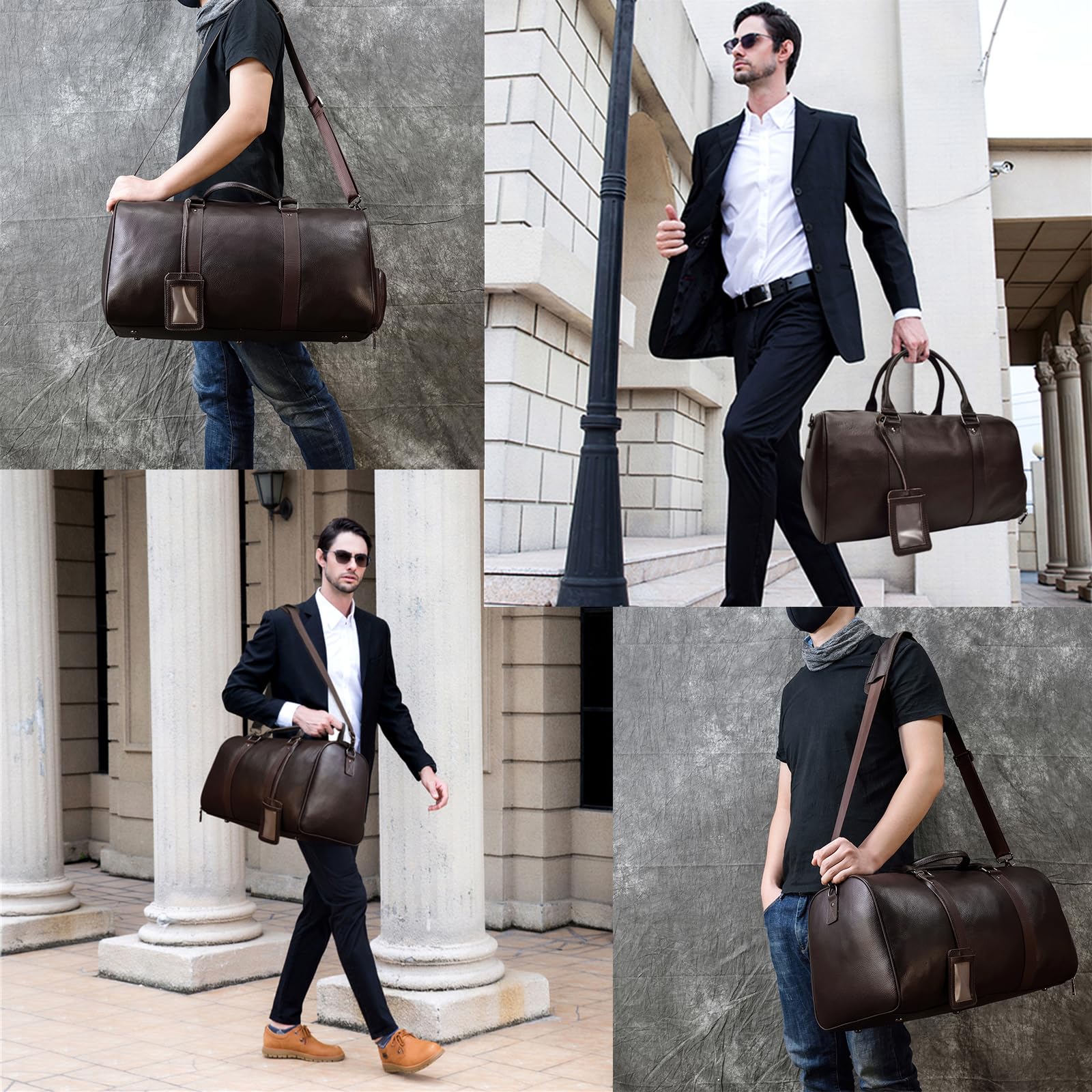Luufan Unisex Bolsa de Viaje de Cuero Bolsa de Viaje de Fin de Semana de época