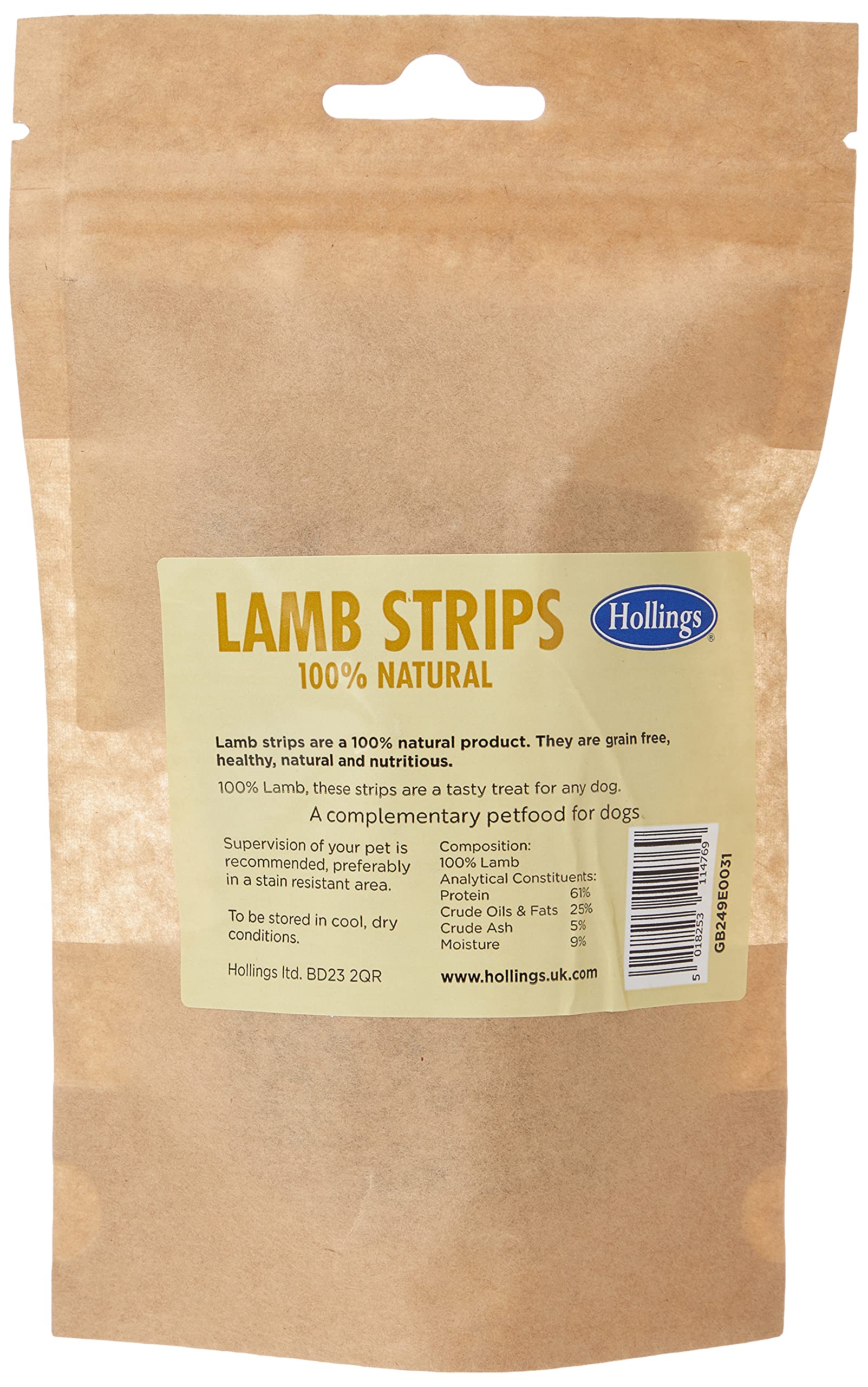Hollings 100% agnello naturale, 5 strisce, 50 g