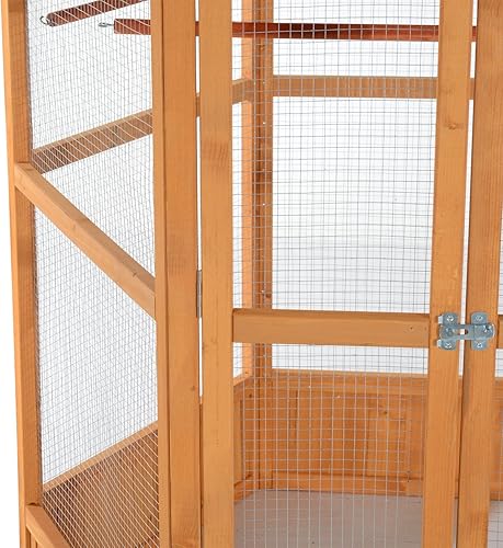 Miniatura 6 de PawHut Jaula hexagonal de madera grande de 69 pulgadas con techo cubierto