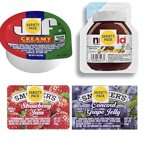 Miniatura 2 de Paquete variado para untar para desayunar, 40 tazas de porción individual, mantequilla de maní, crema de cacao con avellana, mermelada de fresa y
