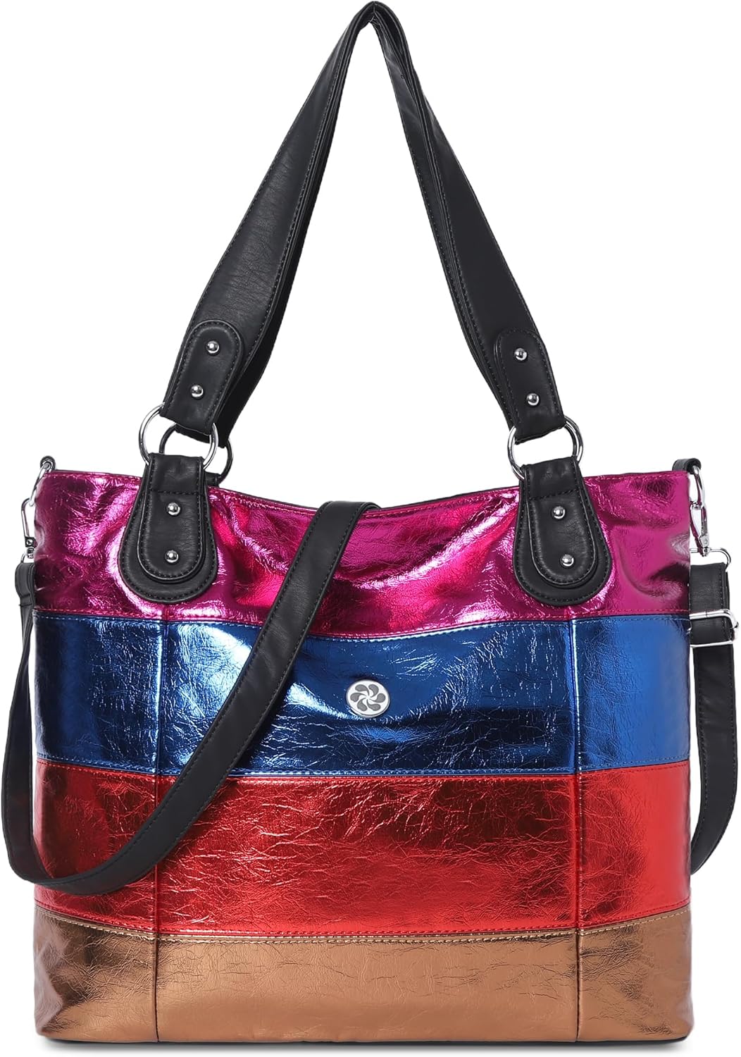 Angel Kiss Hobo Purses for Women Multi-Color Striped Lattice Cross Body Shoulder Purse Bag Tote Handbag