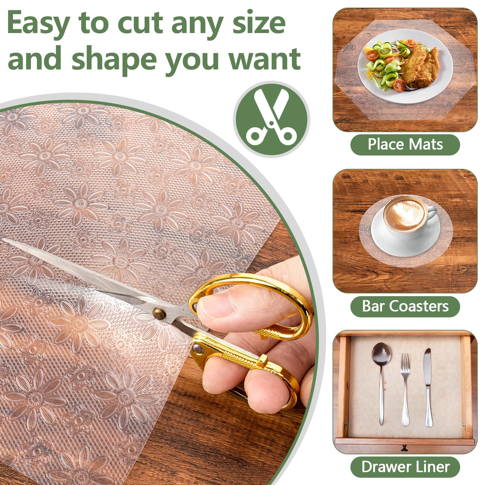 Tappetino Antiscivolo Per Cassetti E Armadi - Trasparente, Ritagliabile, Impermeabile E Non Adesivo, 45x600 Cm - Foto 7