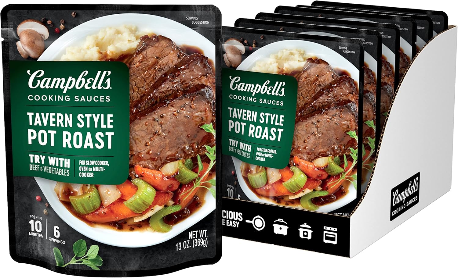 Campbell's Slow Cooker Sauces Tavern Style Pot Roast with Mushrooms and