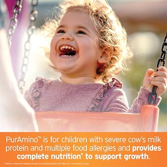 PurAmino Junior Vanilla, Hypoallergenic Amino Acid based Powder for Severe Food Allergies and GI conditions, Nutritionally Complete for Ages 1 and older, 14.1oz can , Pack of 4