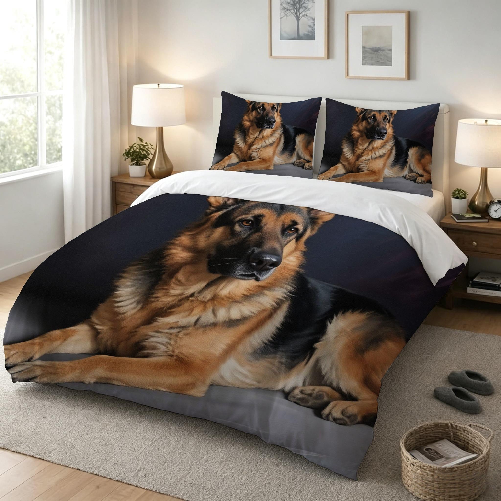 Copripiumino Matrimoniale Cane Marrone 260x240, ZQ9552 | Traspiranti Durevoli Microfibra, per Tutta la Famiglia, Matrimoniale, per Tutte le Stagioni, con 2 Federe 50x80 cm