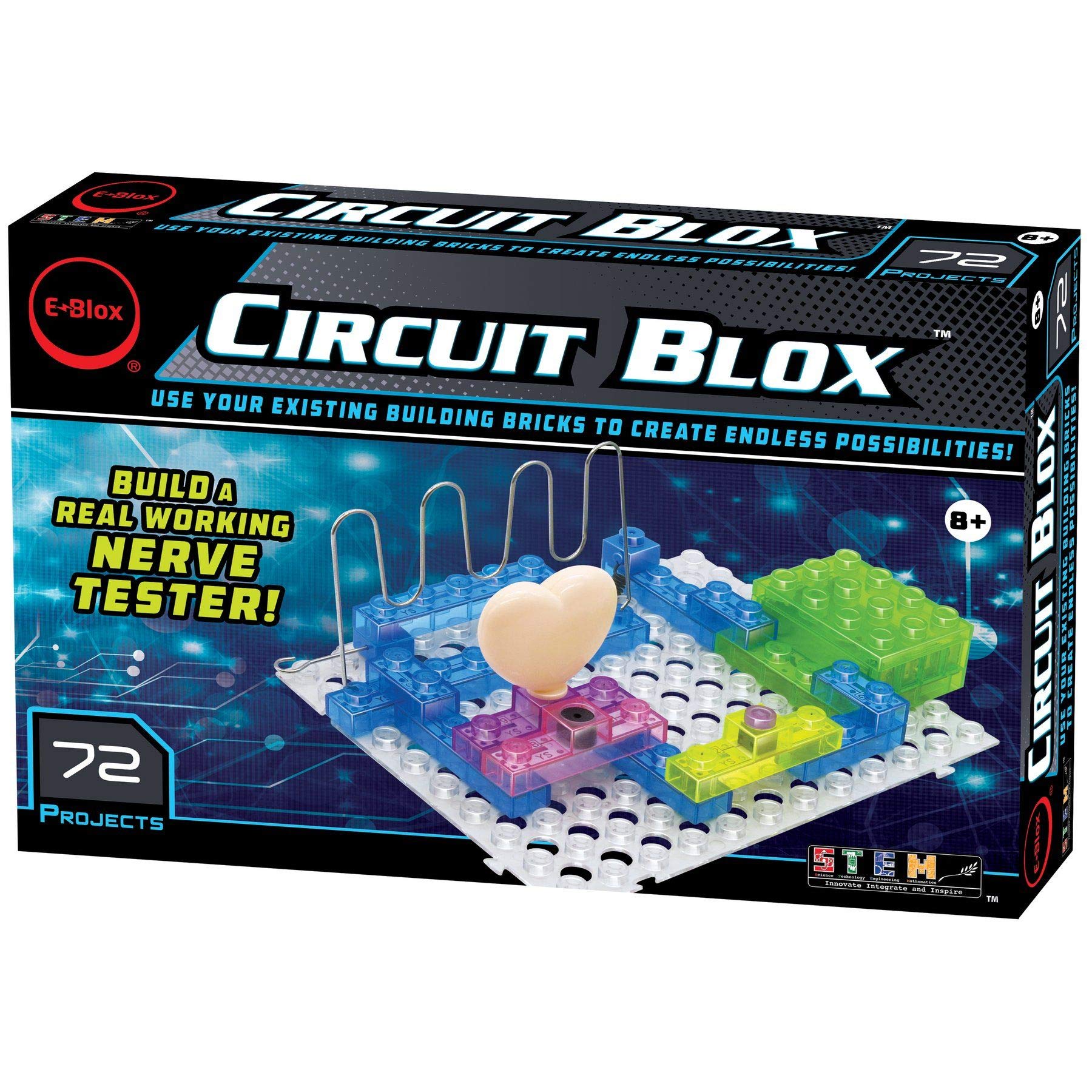 E-BloxCircuit Blox Builder - 72 Projects Circuit Board Building Blocks Toys Set for Kids Ages 8+ (CB-0163)