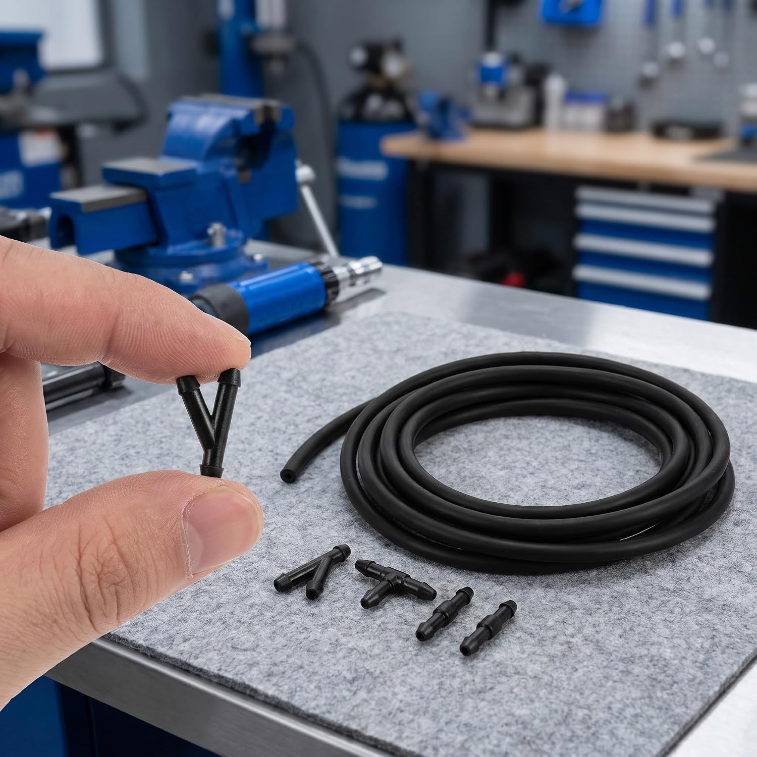 YARNOW 2 Sets Windshield Washer Hose Kit, 3 Meter/9.8ft Fluid Hose with 3 Types Leakproof Connectors, Suitable for Most Car Windshield Washer Tubing