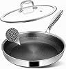 Sartén Antiadherente Híbrida de 12 Pulgadas con Tapa, Acero Inoxidable, Apto para Lavavajillas y Horno, Mango Frío, Libre de PFOA 1