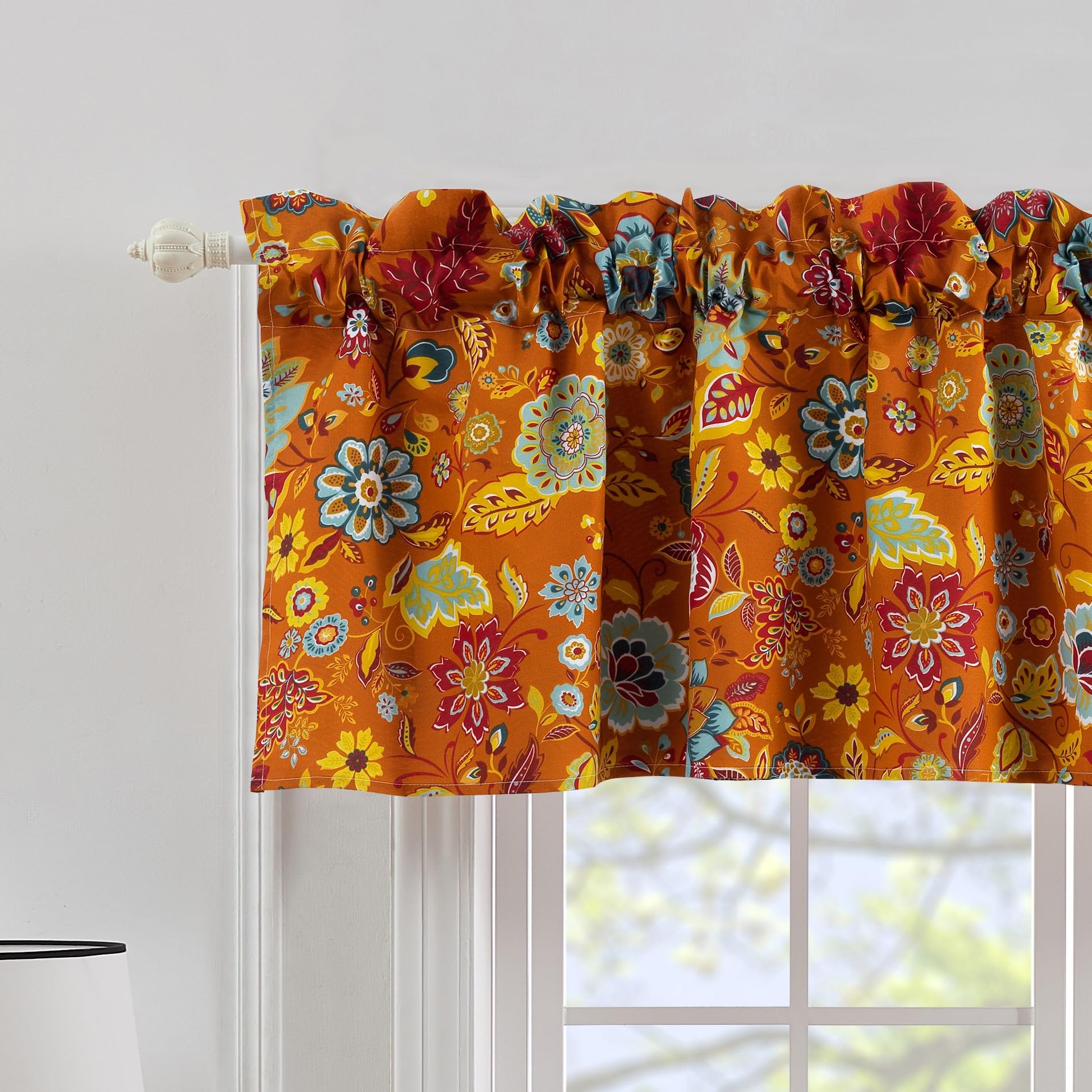 Greenland Home Astoria Semi-Sheer Window Valance - Decorative Treatment for Living Room Bedroom, or Kitchen, 84 W x 19 L, Spice