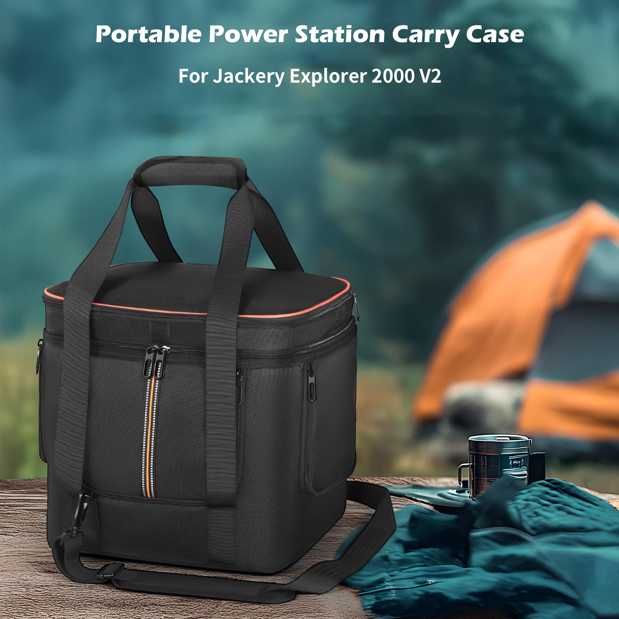 Bolsa de transporte portátil compatible con Jackery Explorer 2000 V2, funda de almacenamiento de viaje con ventana de acceso rápido, conveniente para camping, senderismo, uso doméstico