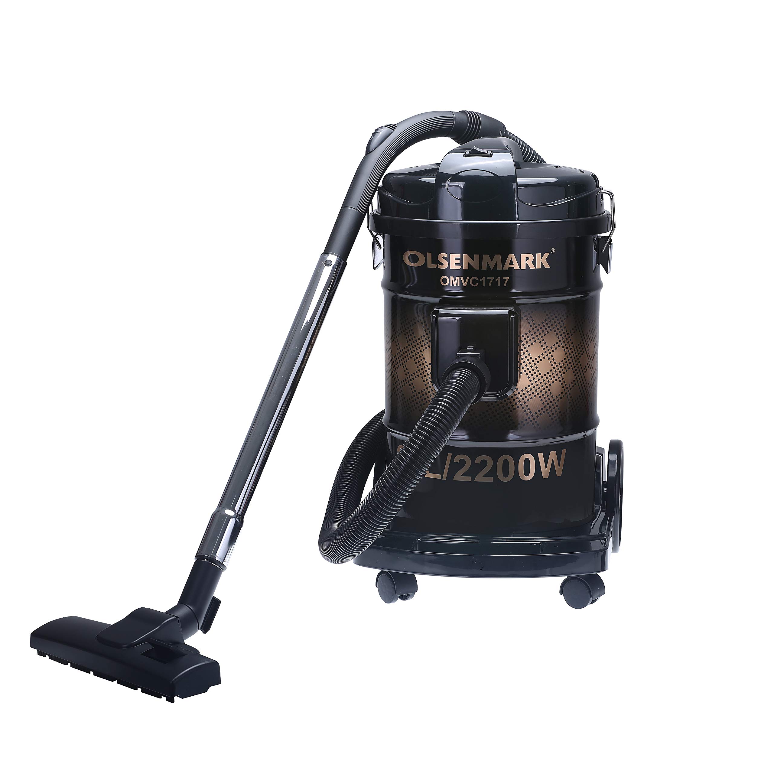 Olsenmark Drum Vacuum Cleaner, 2200W | 24L - Abs/Copper/Iron - Dust Full Indicator - Parking Position - Air Blower Function - Air Flow Control On Handle, Omvc1717, Black