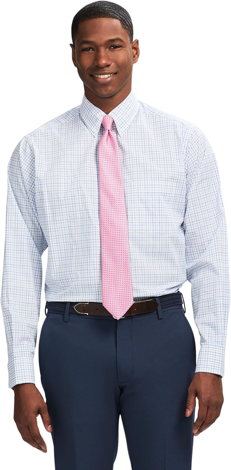 IZOD Men's Dress Shirt Regular Fit Long Sleeve Wrinkle Free Stretch Button Down Collar